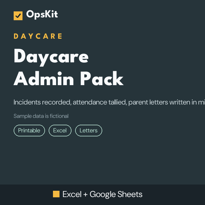 Daycare Admin Pack