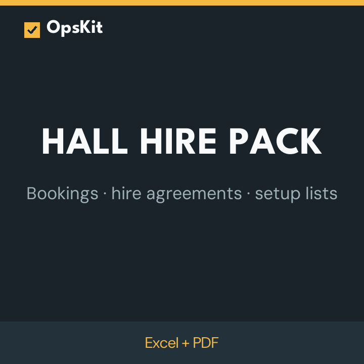 Hall Hire Pack