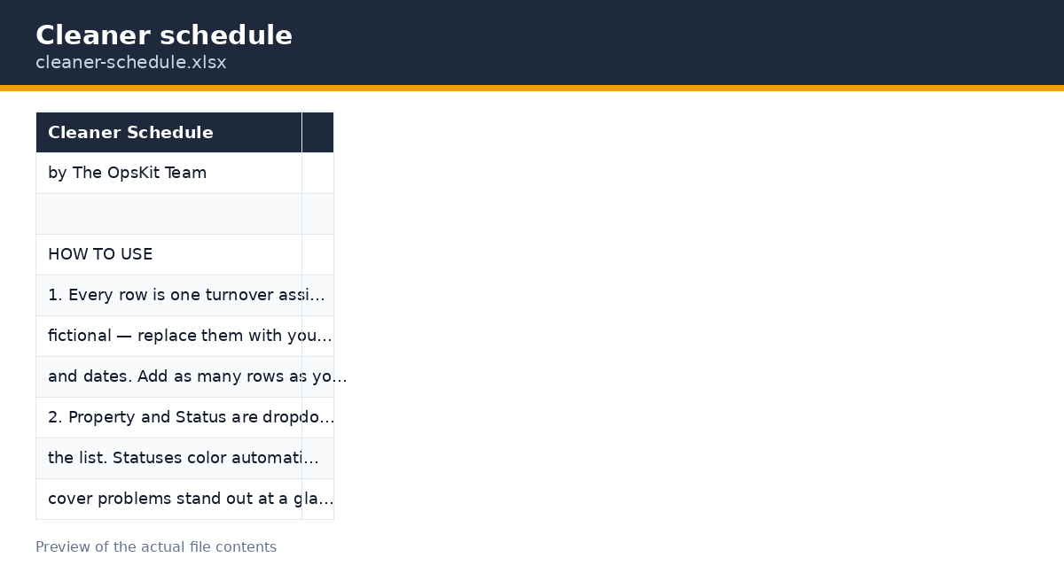 Cleaner schedule preview