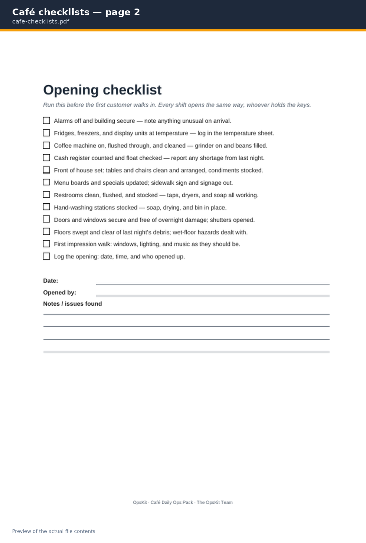 Café checklists page 2 preview