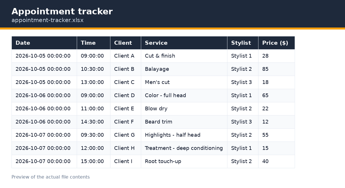 Appointment tracker preview